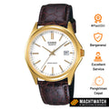 Jam Tangan Pria Casio Standard MTP-1183Q-7ADF MTP1183 MTP-1183Q Brown Leather Band-GOLD MOUNTAIN