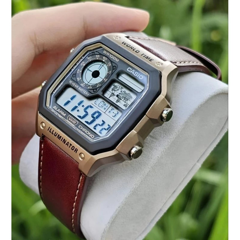 Jam Tangan Pria CASIO Original AE-1200WHL-5AVDF / Casio ae-1200whl-5 jam Tangan kulit jam tangan original-GOLD MOUNTAIN