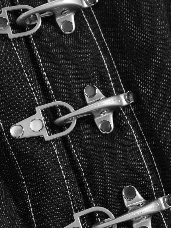 AELFRIC EDEN METAL BUTTON RAW BAGGY BARREL JEANS-Gold Mountain