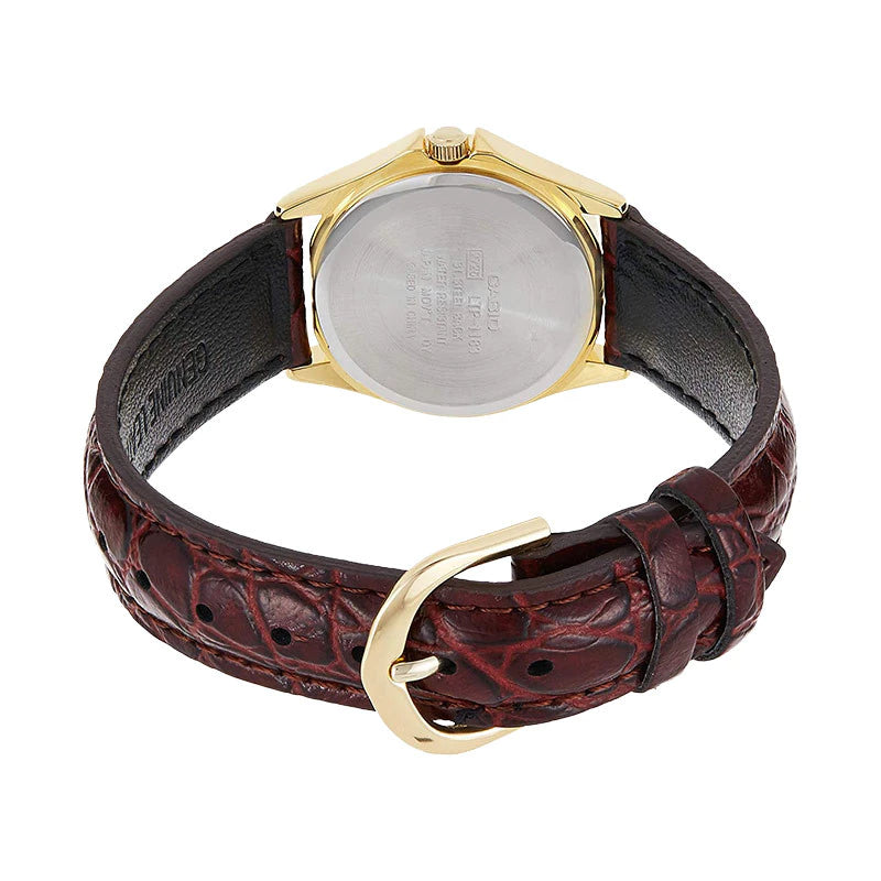 Jam Tangan Pria Casio Standard MTP-1183Q-7ADF MTP1183 MTP-1183Q Brown Leather Band-GOLD MOUNTAIN