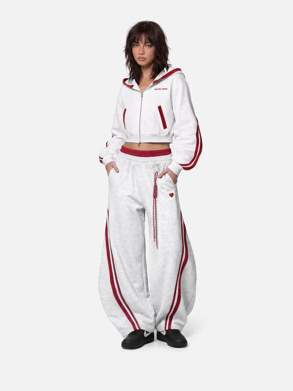 AELFRIC EDEN CROPPED CONTRAST STRIPE ZIP UP HOODIE-Gold Mountain