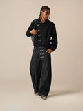 AELFRIC EDEN METAL BUTTON RAW BAGGY BARREL JEANS-Gold Mountain