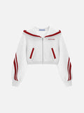 AELFRIC EDEN CROPPED CONTRAST STRIPE ZIP UP HOODIE-Gold Mountain