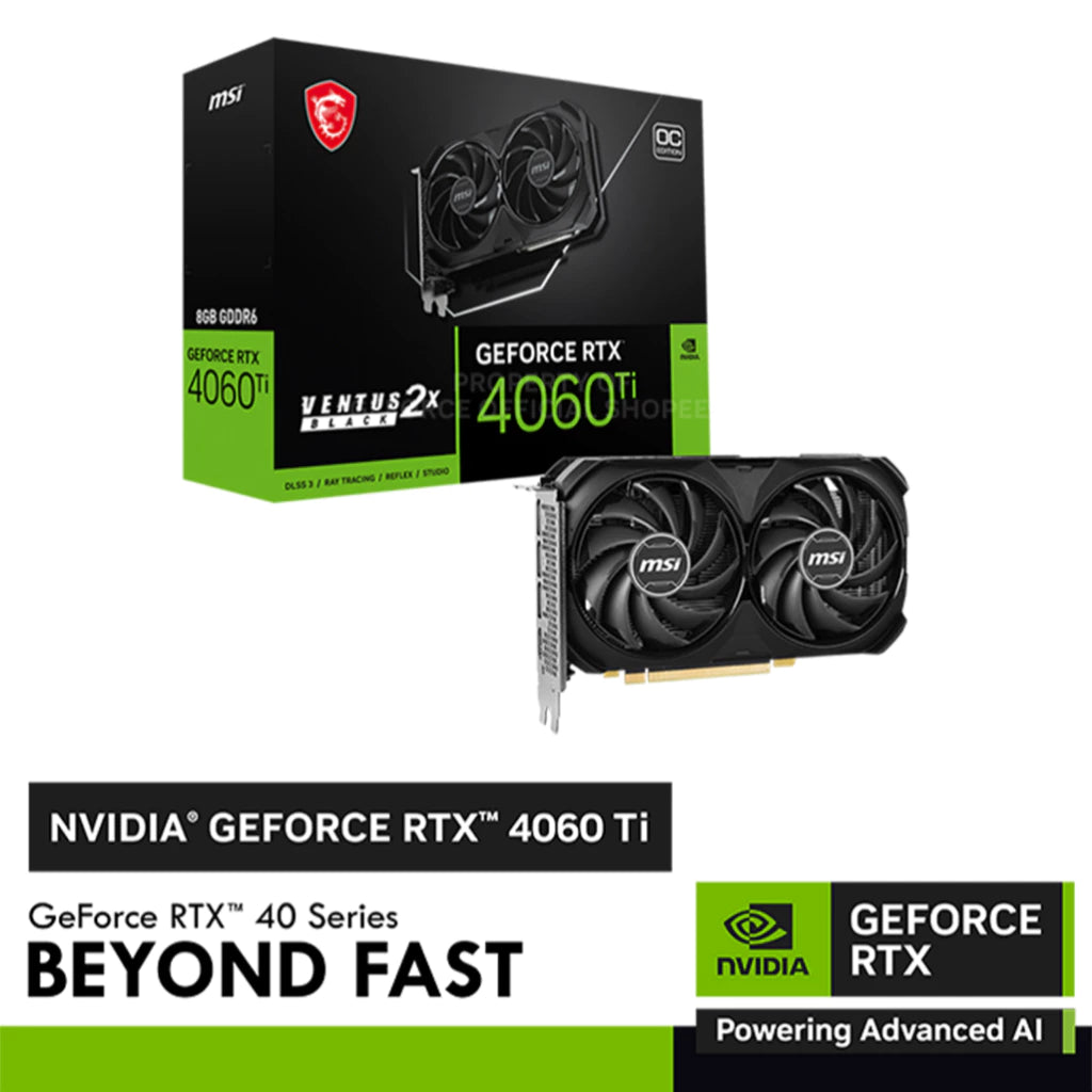 MSI GeForce RTX 4060 Ti VENTUS 2X BLACK OC | 8GB GDDR6-Gold Mountain