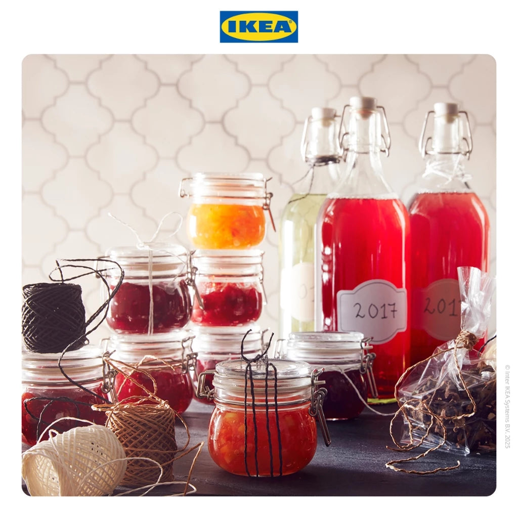 IKEA KORKEN Toples Kaca / Stoples Kaca dengan Penutup Bening Berbagai Ukuran 0.5L 1L 1.8L 2L-Gold Mountain