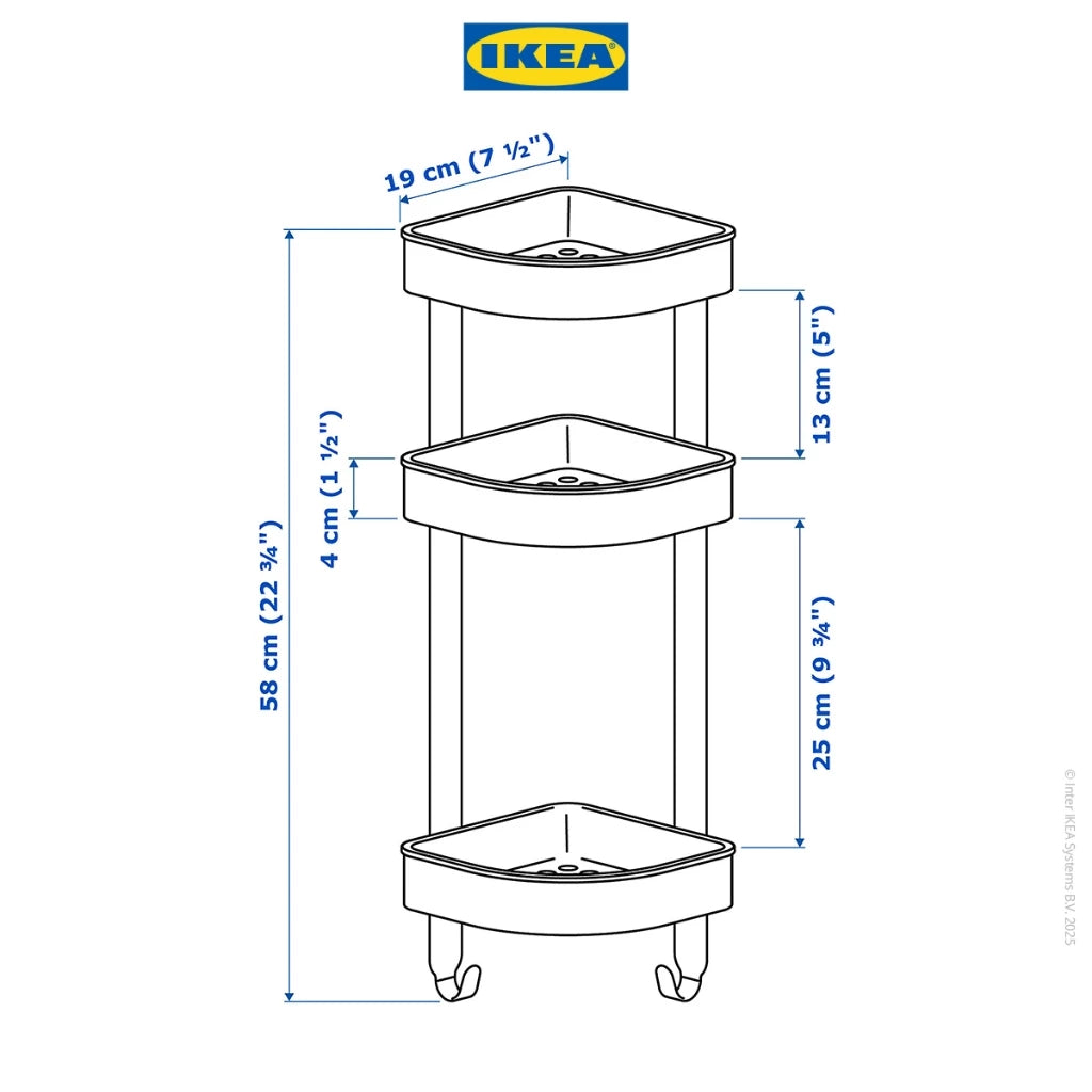 IKEA BROGRUND Rak Dinding Sudut untuk Kamar Mandi 19x58 cm-Gold Mountain
