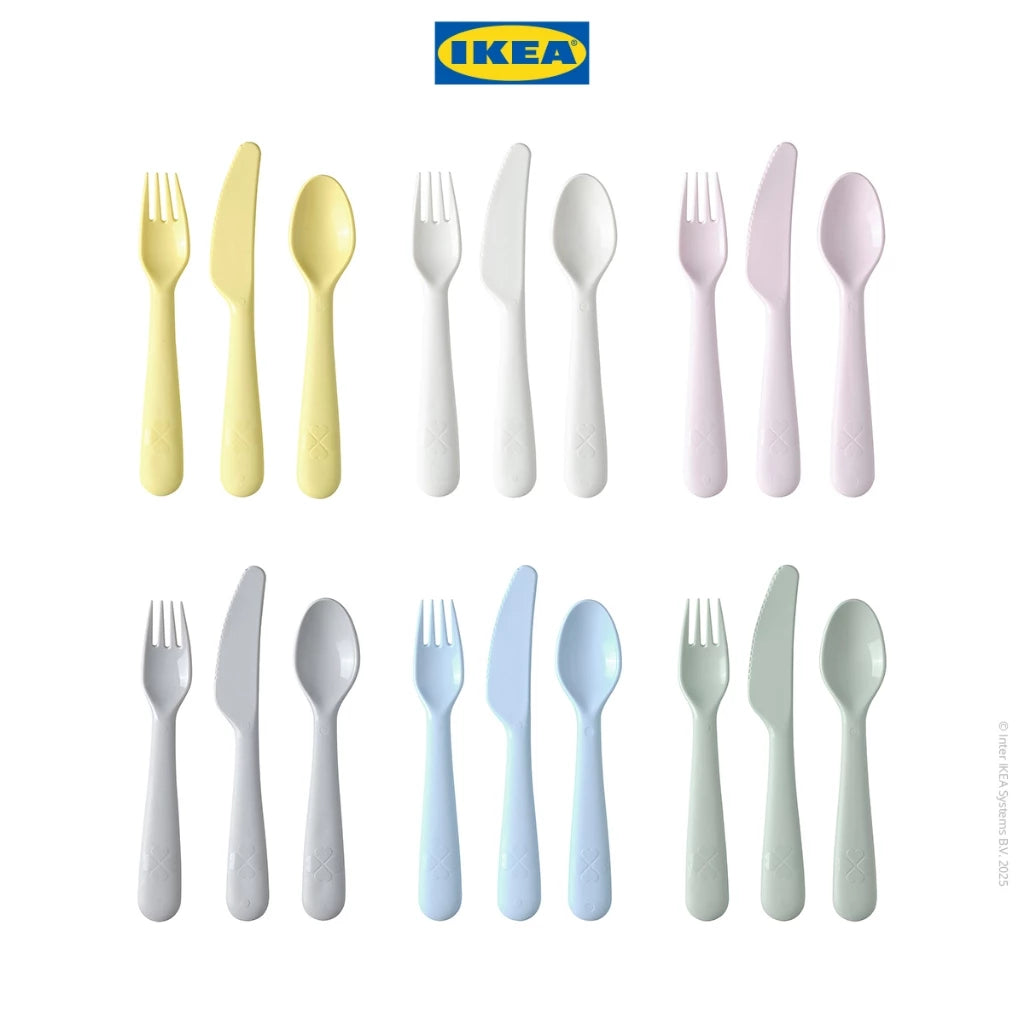 IKEA KALAS Alat Makan Bayi Serbaguna Warna-Warni Set Isi 18pcs-Gold Mountain