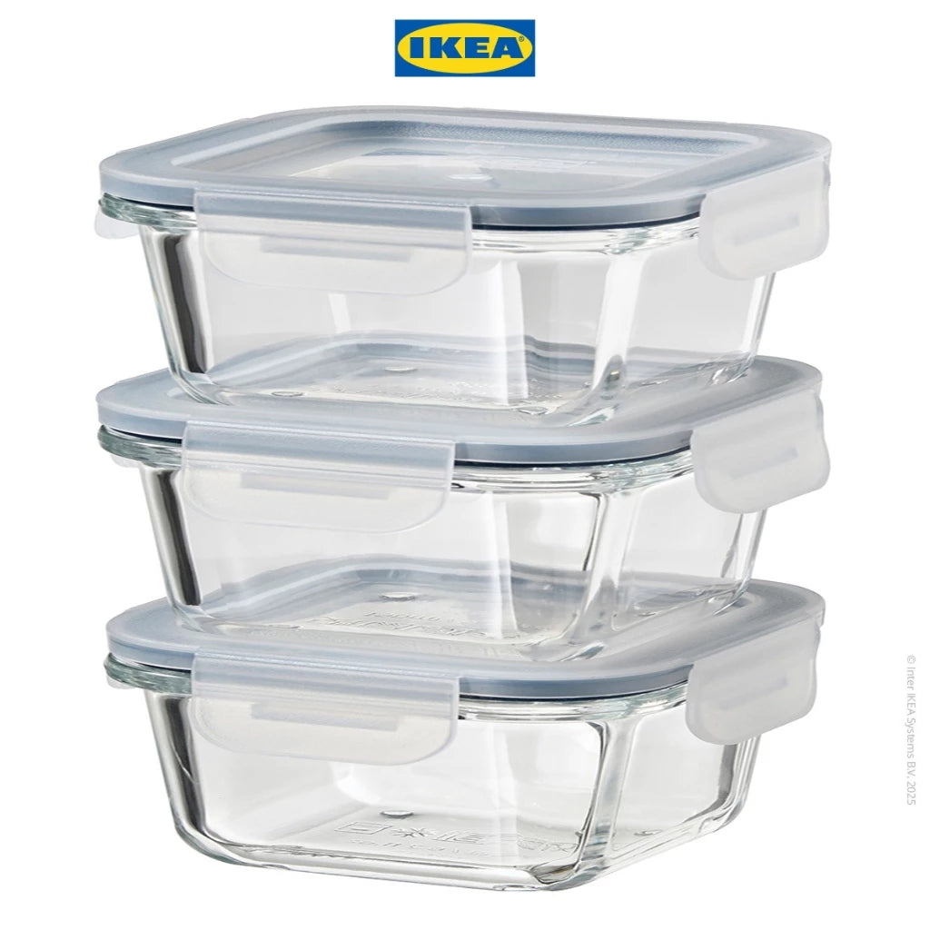 IKEA 365+ Tempat Makanan 180mL Dengan Tutup Kaca Set Isi 3pcs-Gold Mountain