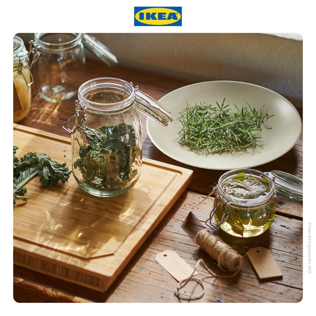 IKEA KORKEN Toples Kaca / Stoples Kaca dengan Penutup Bening Berbagai Ukuran 0.5L 1L 1.8L 2L-Gold Mountain