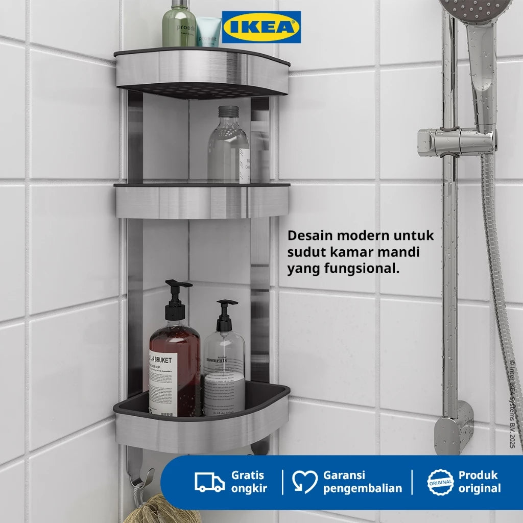 IKEA BROGRUND Rak Dinding Sudut untuk Kamar Mandi 19x58 cm-Gold Mountain