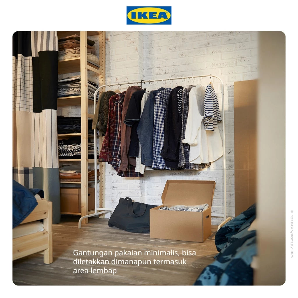 IKEA MULIG Stand Gantungan Pakaian Putih 99x152 cm Bahan Baja-Gold Mountain
