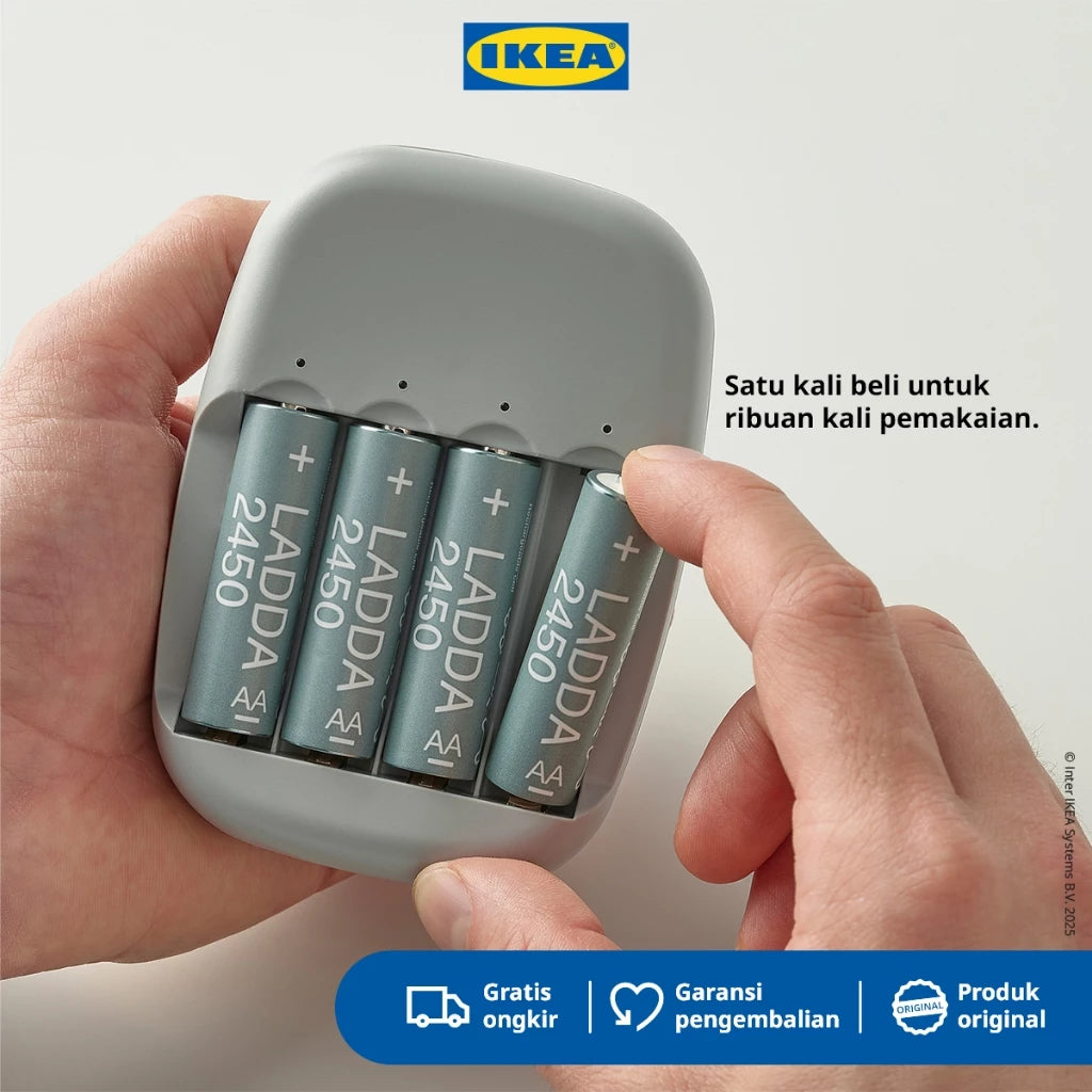 IKEA LADDA Baterai Isi Ulang AA 1.2V 2.450 mAh HR06 Isi 4pcs-Gold Mountain
