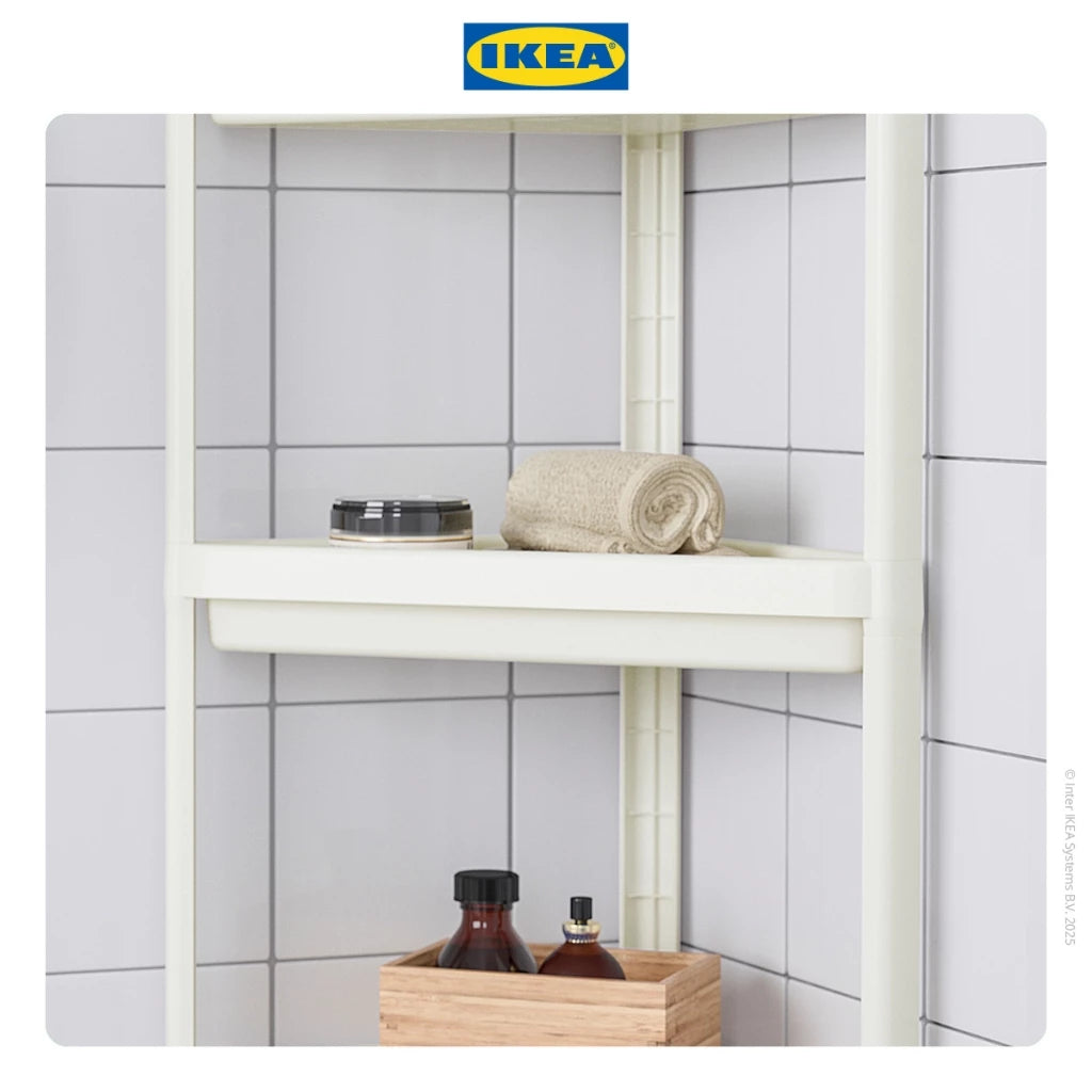 IKEA VESKEN Rak Sudut Kamar Mandi Putih Minimalis 33x33x71 cm-Gold Mountain