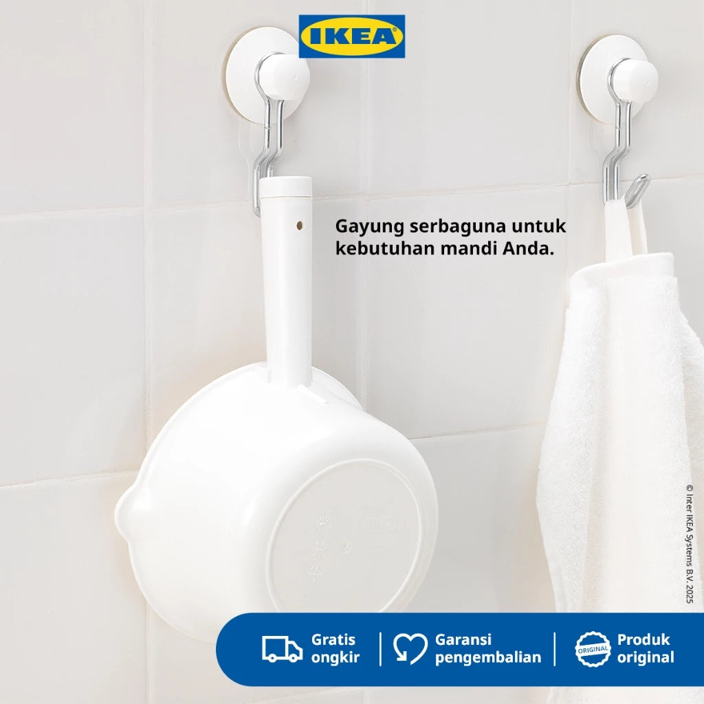 IKEA GRUMLAN Gayung Mandi Bahan Plastik Putih-Gold Mountain