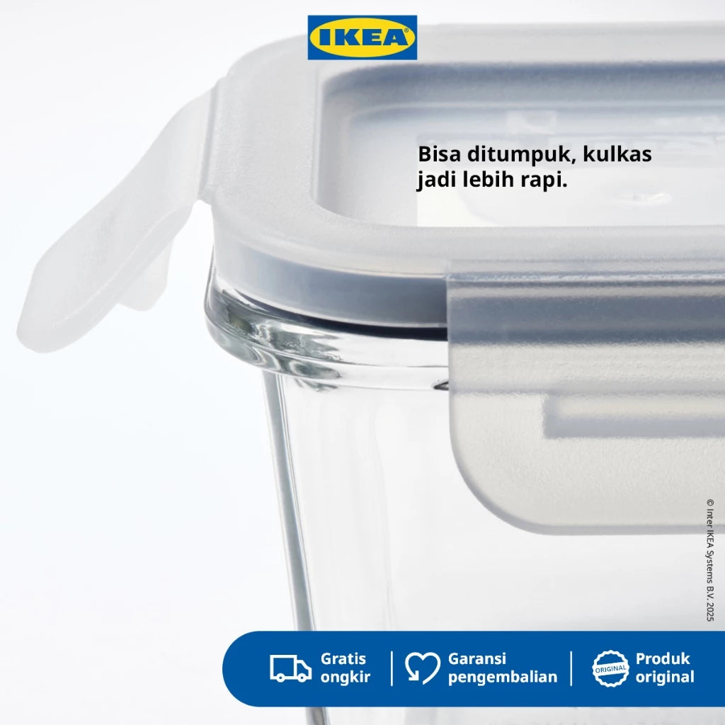 IKEA 365+ Tempat Makanan 180mL Dengan Tutup Kaca Set Isi 3pcs-Gold Mountain