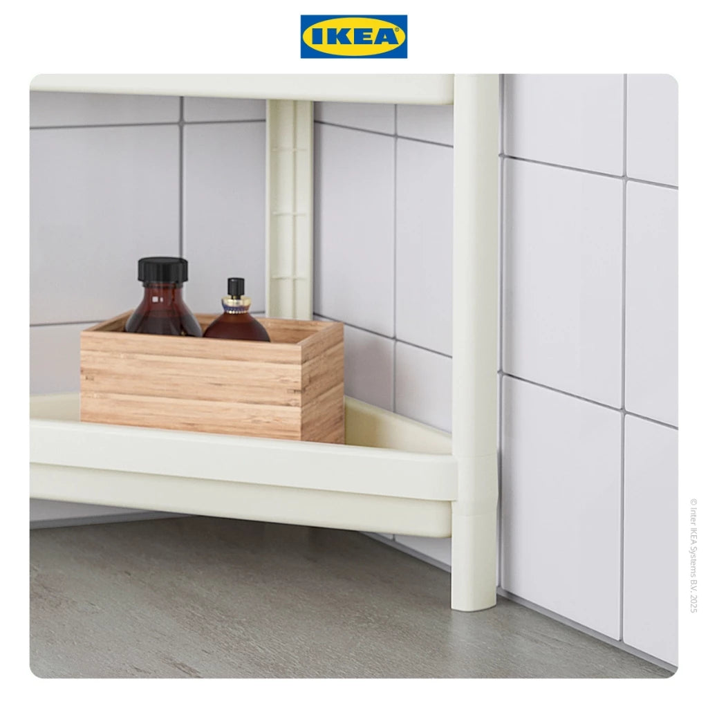 IKEA VESKEN Rak Sudut Kamar Mandi Putih Minimalis 33x33x71 cm-Gold Mountain