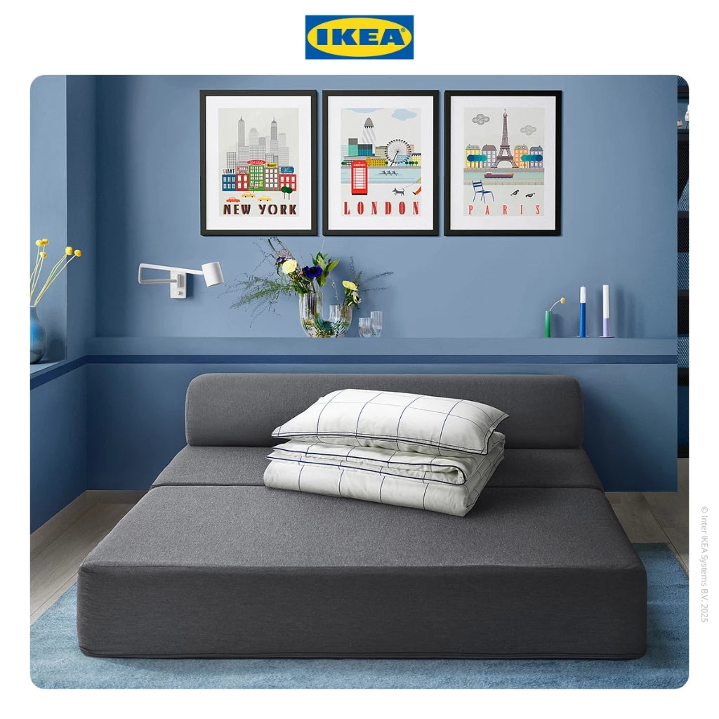 IKEA NYKIL Sofa Bed Abu-Abu Tua 2 Dudukan Minimalis-Gold Mountain