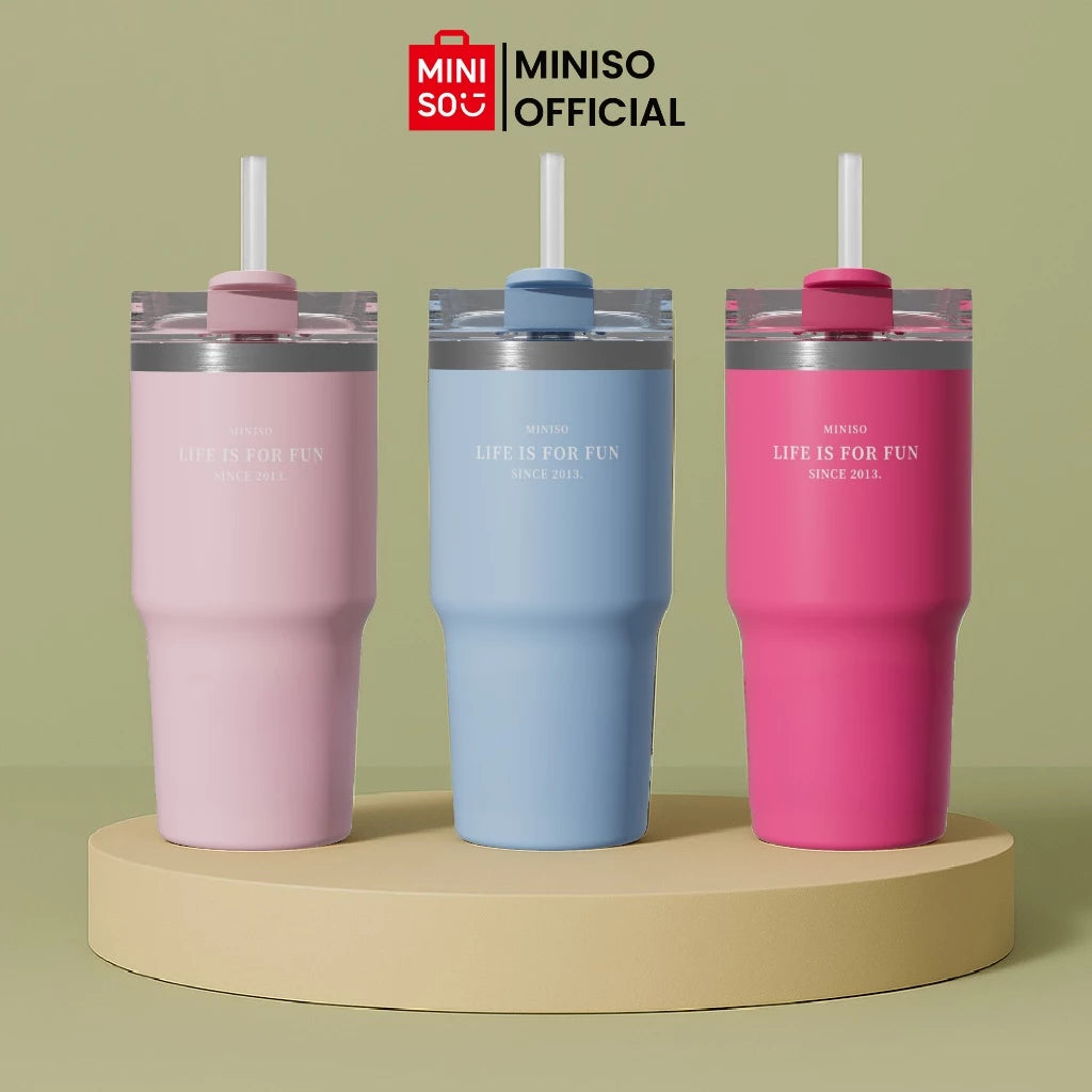 MINISO Dopamine Color Series Double Wall Straw Bottle 490mL-Gold Mountain