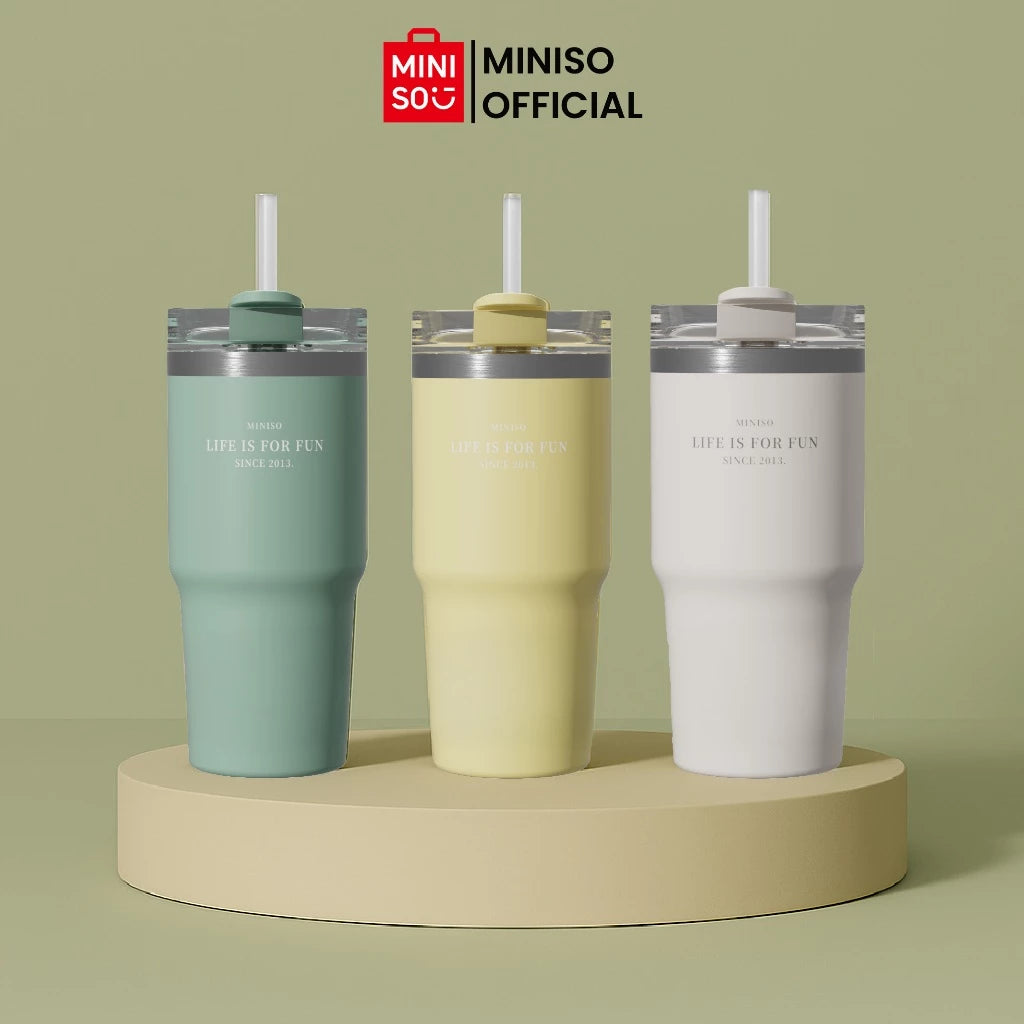 MINISO Dopamine Color Series Double Wall Straw Bottle 490mL-Gold Mountain
