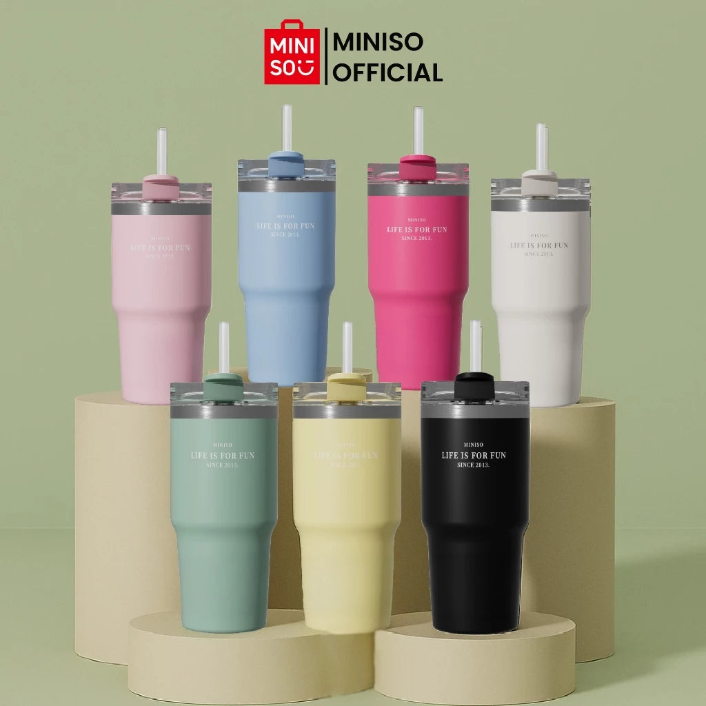 MINISO Dopamine Color Series Double Wall Straw Bottle 490mL-Gold Mountain