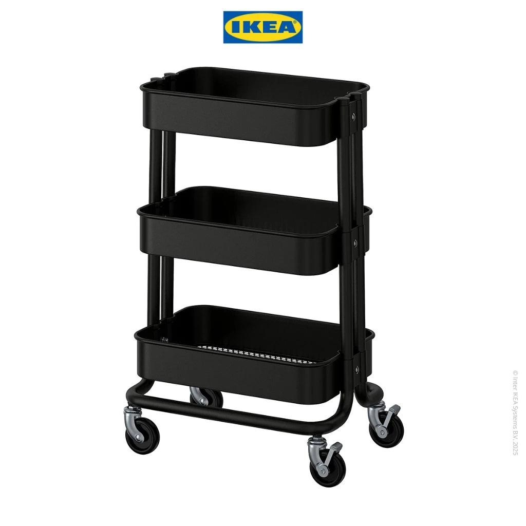IKEA RASKOG Troli Dapur dengan 3 Rak Serbaguna 28x38x61cm-Gold Mountain