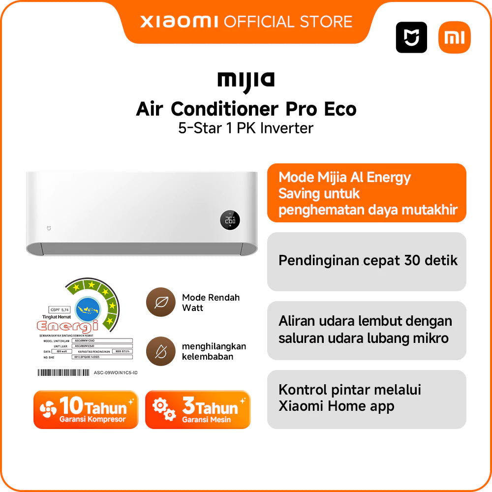 Xiaomi Mijia AC Air Conditioner 1 PK Inverter Pro Eco Bintang 5 -Gold Mountain