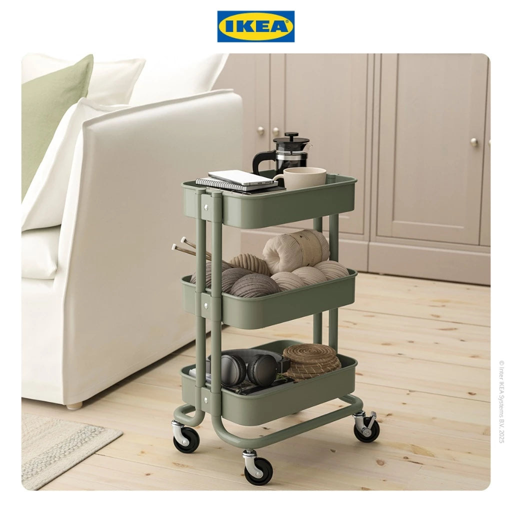 IKEA RASKOG Troli Dapur dengan 3 Rak Serbaguna 28x38x61cm-Gold Mountain
