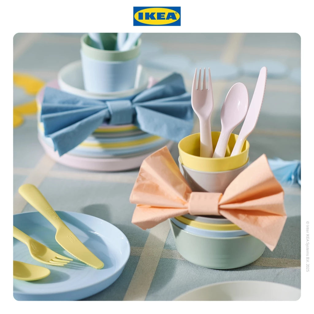 IKEA KALAS Alat Makan Bayi Serbaguna Warna-Warni Set Isi 18pcs-Gold Mountain