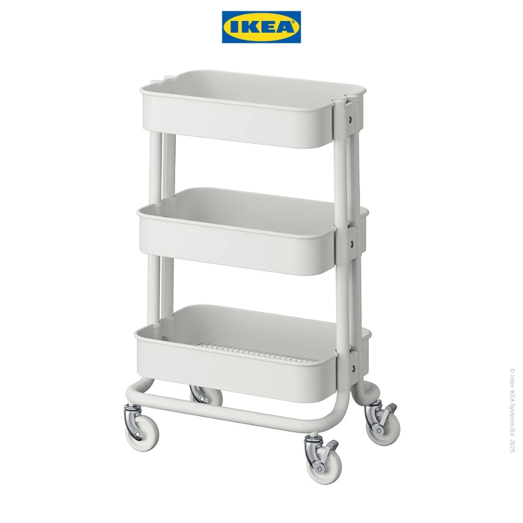 IKEA RASKOG Troli Dapur dengan 3 Rak Serbaguna 28x38x61cm-Gold Mountain