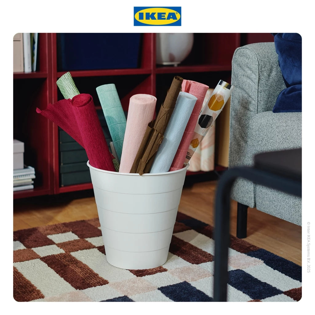 IKEA FNISS Tempat Sampah 10 Liter - Putih-Gold Mountain