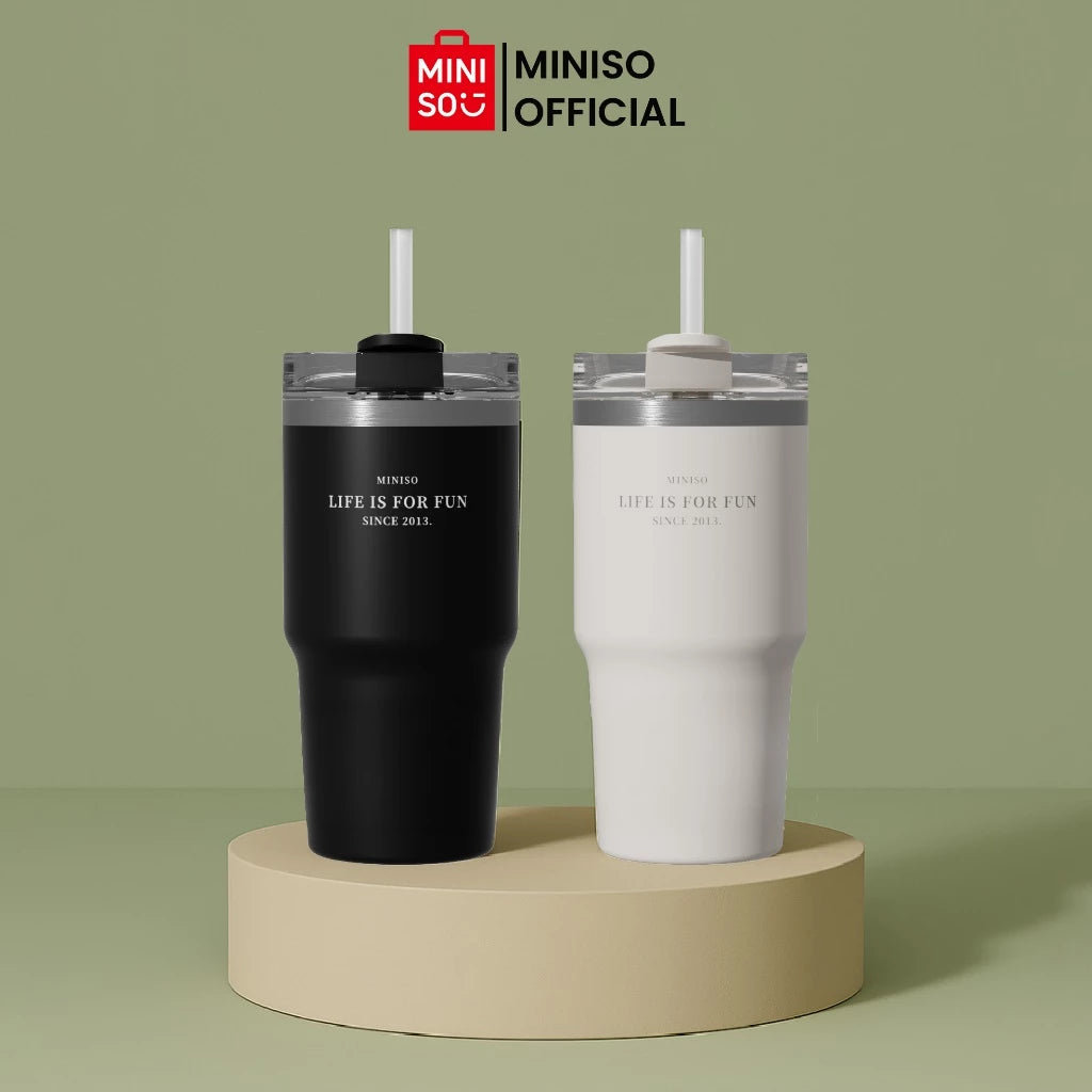 MINISO Dopamine Color Series Double Wall Straw Bottle 490mL-Gold Mountain
