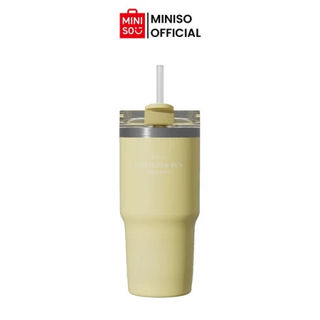 MINISO Dopamine Color Series Double Wall Straw Bottle 490mL-Gold Mountain