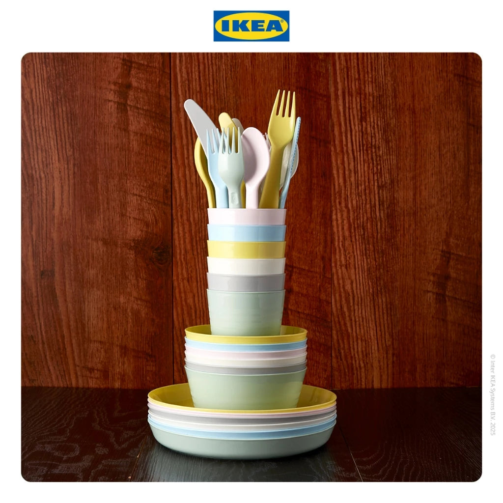 IKEA KALAS Alat Makan Bayi Serbaguna Warna-Warni Set Isi 18pcs-Gold Mountain