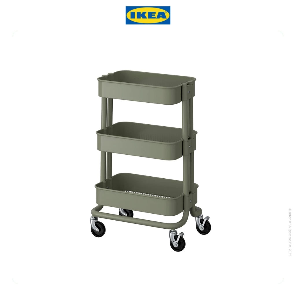 IKEA RASKOG Troli Dapur dengan 3 Rak Serbaguna 28x38x61cm-Gold Mountain