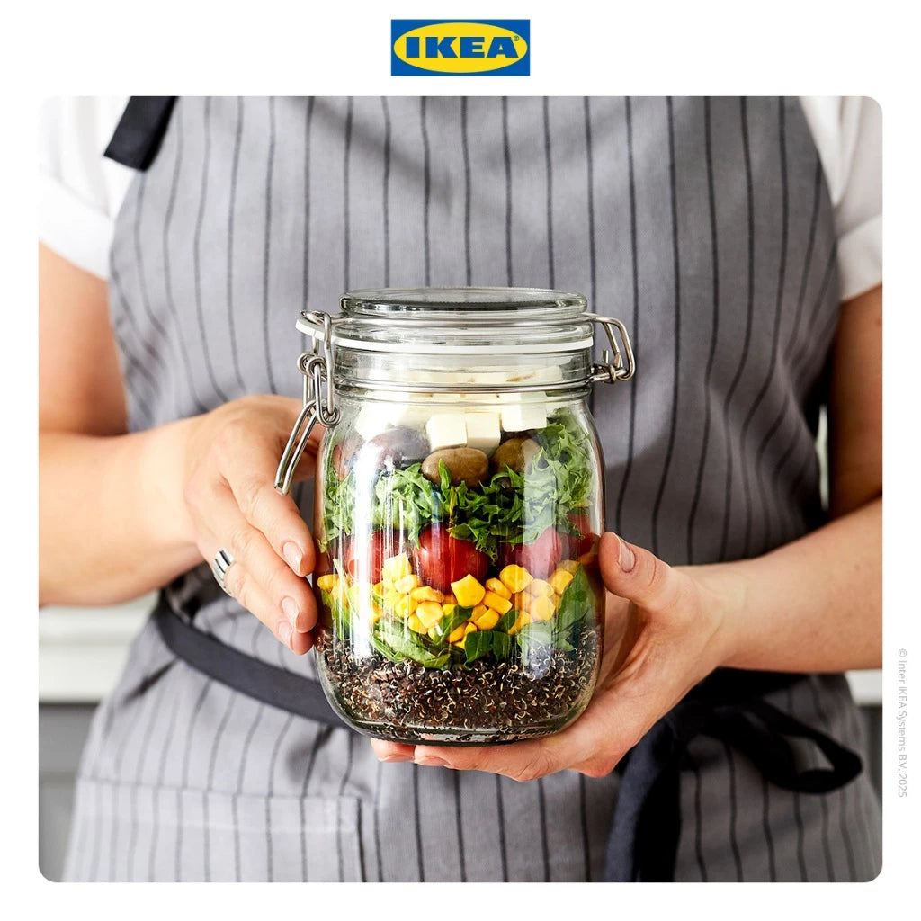 IKEA KORKEN Toples Kaca / Stoples Kaca dengan Penutup Bening Berbagai Ukuran 0.5L 1L 1.8L 2L-Gold Mountain