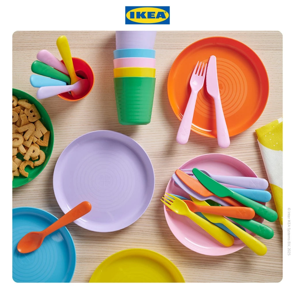 IKEA KALAS Alat Makan Bayi Serbaguna Warna-Warni Set Isi 18pcs-Gold Mountain