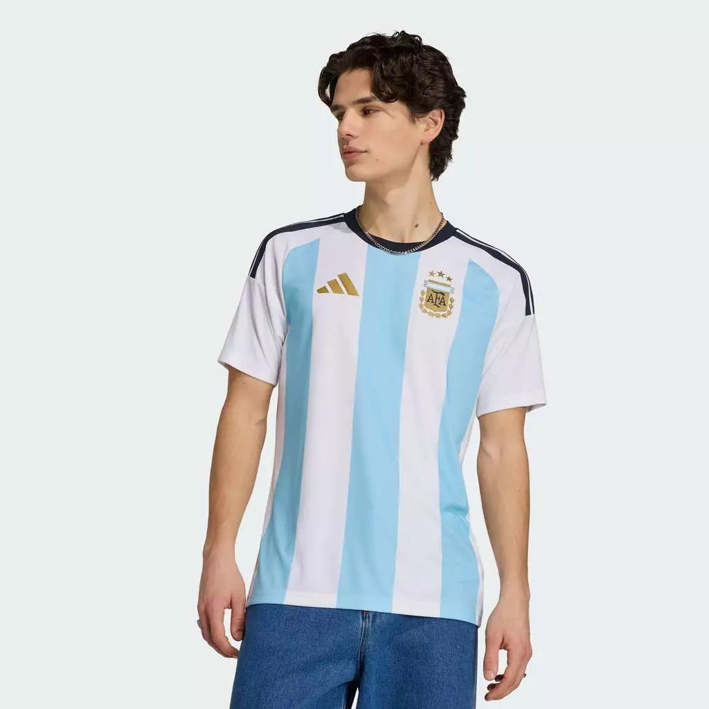adidas Football Argentina 26 Jersey Fans Kandang Pria Putih-Emas Mountain