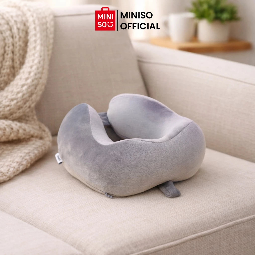 MINISO Memory Foam U Shaped Pillow Bantal Leher Travel Nyaman Empuk Serbaguna-Gold Mountain