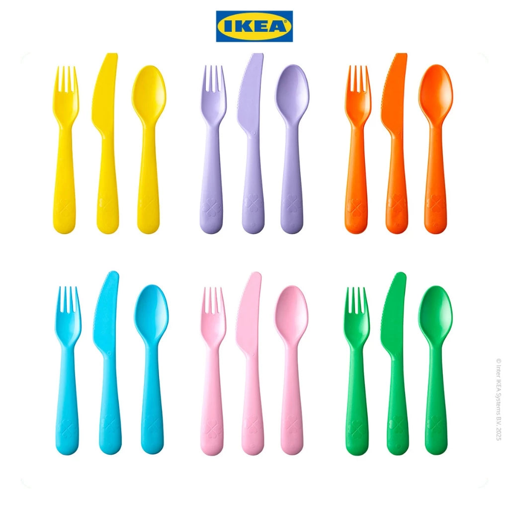 IKEA KALAS Alat Makan Bayi Serbaguna Warna-Warni Set Isi 18pcs-Gold Mountain