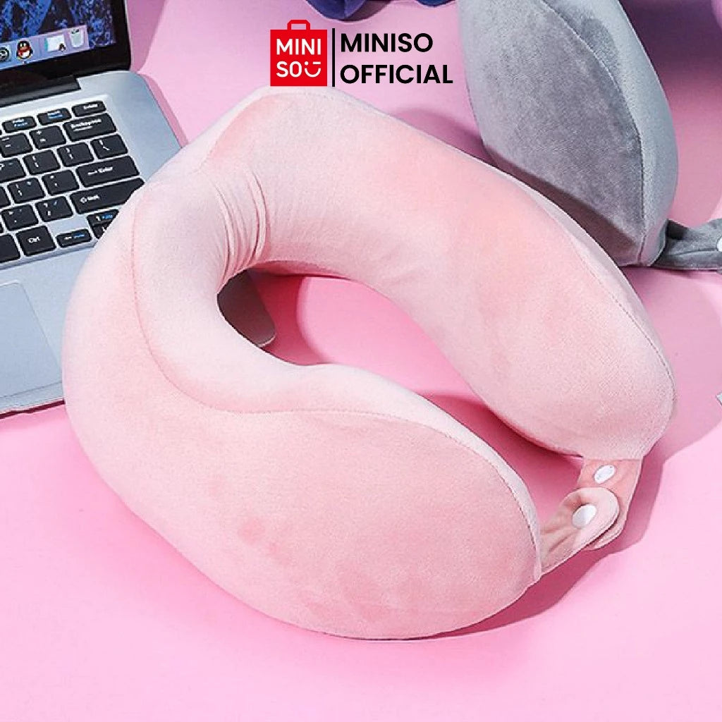 MINISO Memory Foam U Shaped Pillow Bantal Leher Travel Nyaman Empuk Serbaguna-Gold Mountain