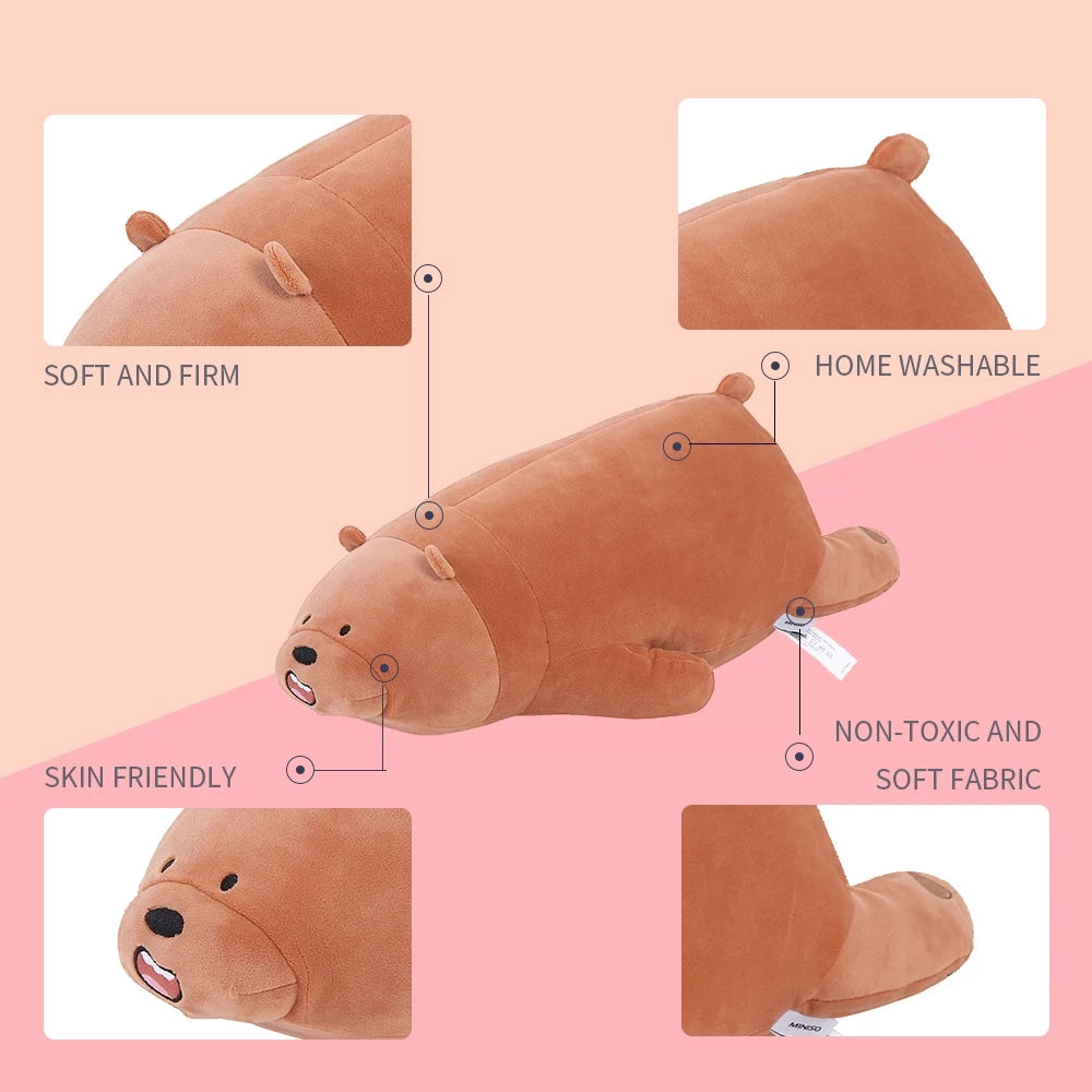 MINISO Boneka Tidur We Bare Bears Boneka Lucu Anak Mainan Tidur 54cm Bear-Gold Mountain