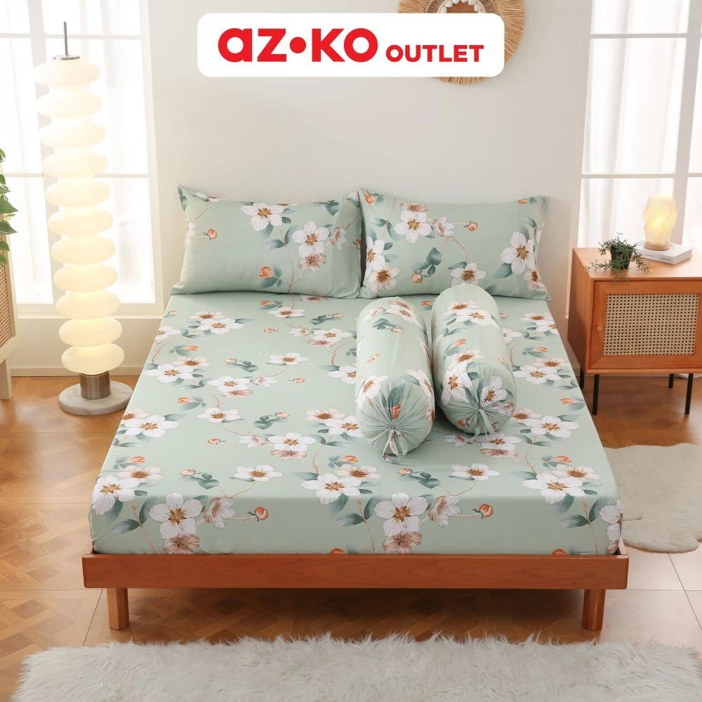 Sleeplite 180X200 Set 5 Pcs Seprai King Microfiber Flower Aya Sprei Motif Seprai Aesthetic Seprei Sheet Set Bed -Gold Mountain