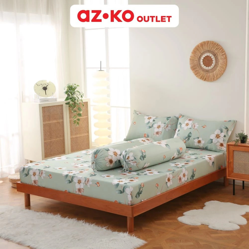 Sleeplite 180X200 Set 5 Pcs Seprai King Microfiber Flower Aya Sprei Motif Seprai Aesthetic Seprei Sheet Set Bed -Gold Mountain