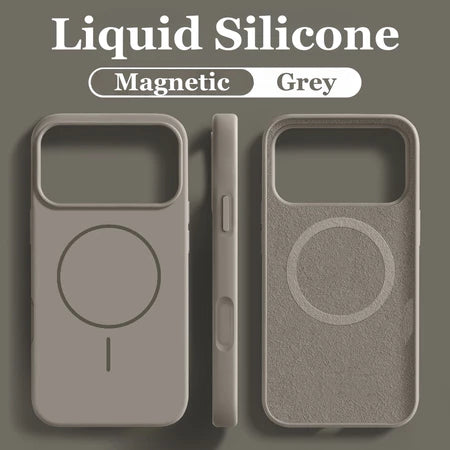 Casing Ponsel Magnetik Silikon Cair untuk 14 15 16 17 Pro Max Casing Lembut - Gold Mountain