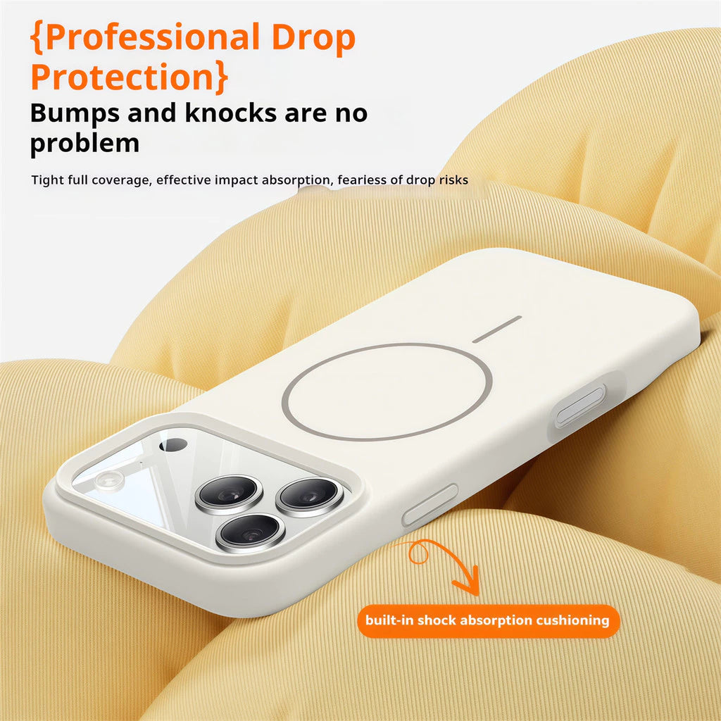 Casing Ponsel Magnetik Silikon Cair untuk 14 15 16 17 Pro Max Casing Lembut - Gold Mountain