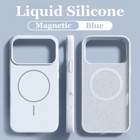 Casing Ponsel Magnetik Silikon Cair untuk 14 15 16 17 Pro Max Casing Lembut - Gold Mountain