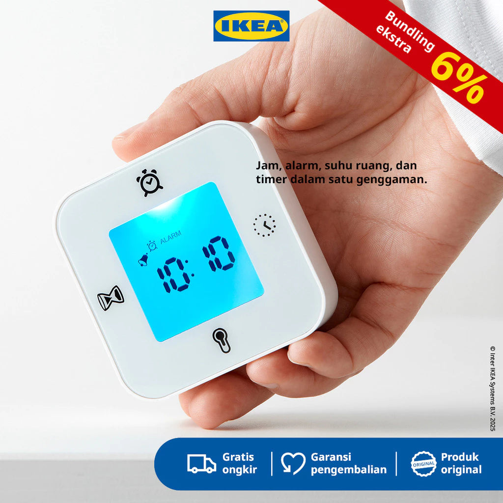 IKEA KLOCKIS Jam Multifungsi Disertai dengan Alarm dan Termometer-Gold Mountain