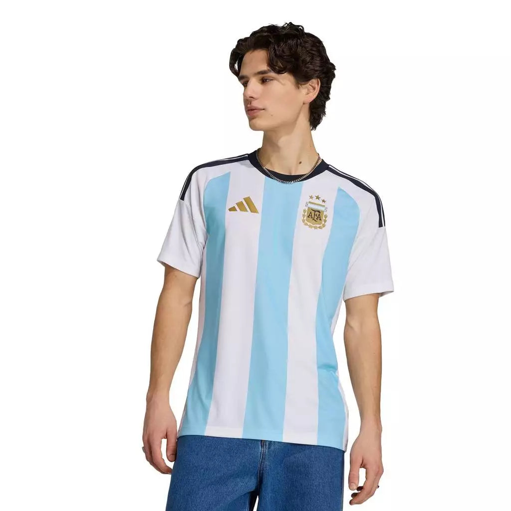 adidas Football Argentina 26 Jersey Fans Kandang Pria Putih-Emas Mountain