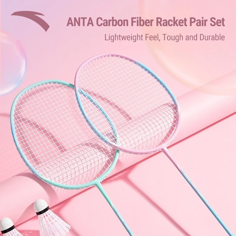 Raket Bulutangkis ANTA Unisex Bahan Karbon Aluminium Set Dua Bagian-Gold Mountain