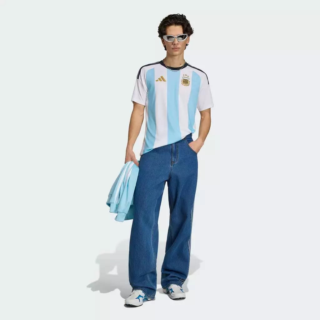 adidas Football Argentina 26 Jersey Fans Kandang Pria Putih-Emas Mountain